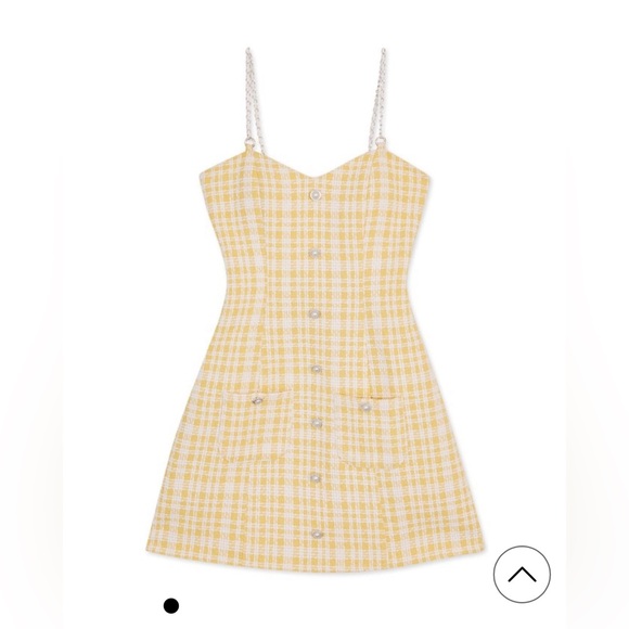 NEW! AIR SPACE Small Bead Buttons Mini Dress (Yellow) - Picture 5 of 10